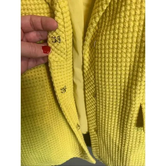 Ann Taylor Women's Size 14 Yellow Chartreuse Knit Blazer Coat Jacket Cotton - Picture 6 of 10